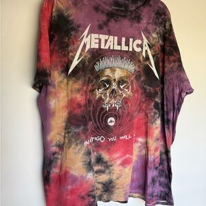 Men's Metallica Purple Red Tie-Dye Graphic Tee